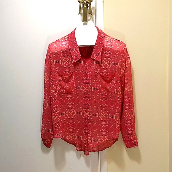 Free People geometric pattern button down blouse - Picture 3 of 7
